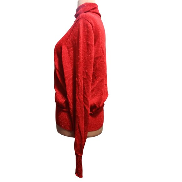 Forever 21 Plus Size 3X Red Metallic Shimmer Turtleneck Sweater Holiday Glam - Picture 4 of 10